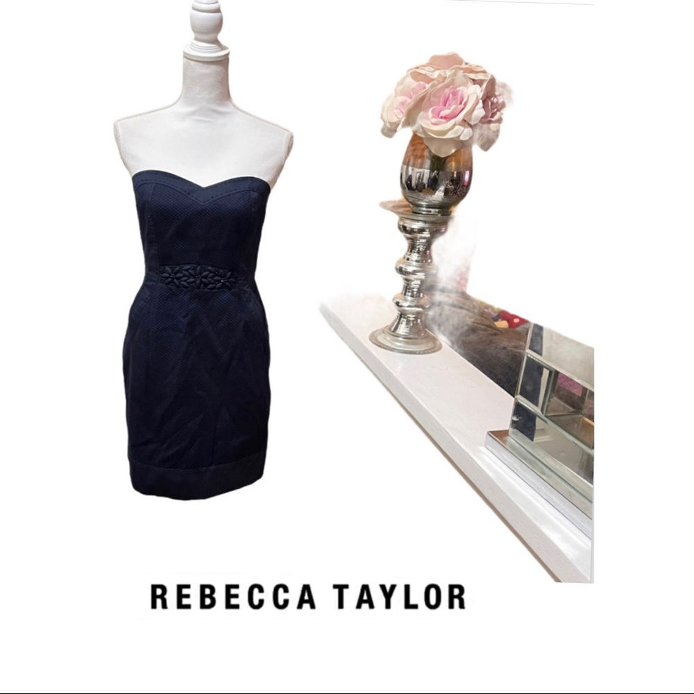 Rebecca Taylor Strapless Embellished Waist Dress